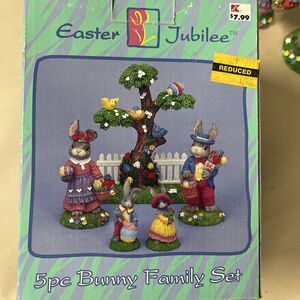 VTG 1994 Easter Jubilee 5pc Bunny Family Set Complete In Box K-Mart Seasonal EUC